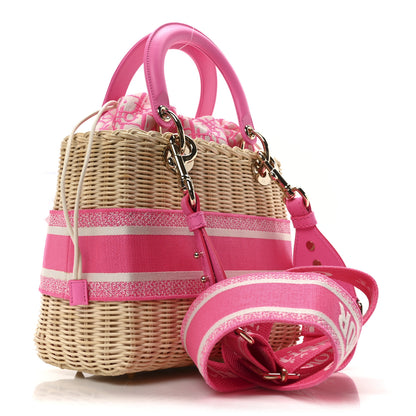 Christian Dior Wicker Oblique Medium Lady Dior Bag Fluorescent Pink 3 of 9