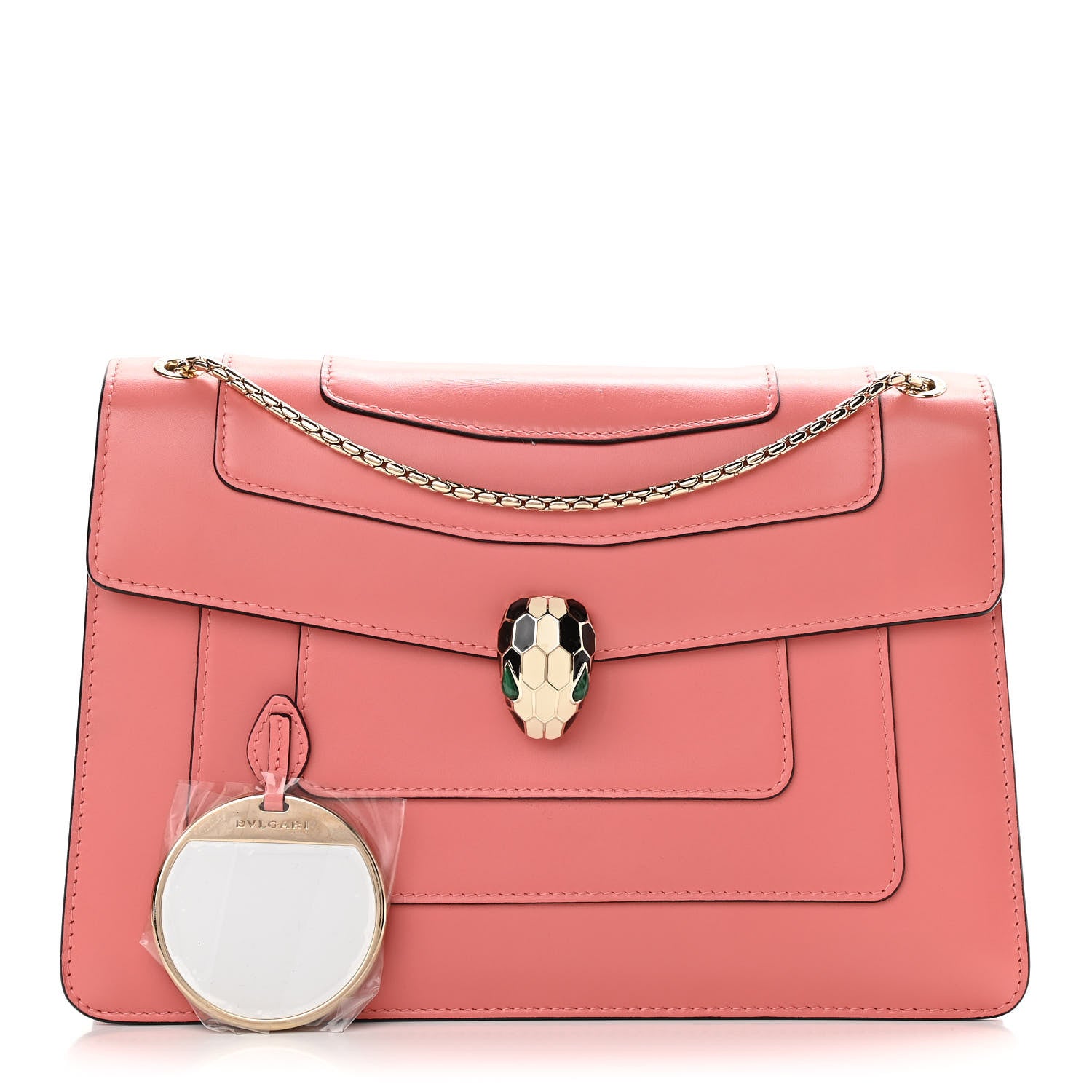 Bulgari Calfskin Serpenti Forever Shoulder Bag Coral 1 of 9