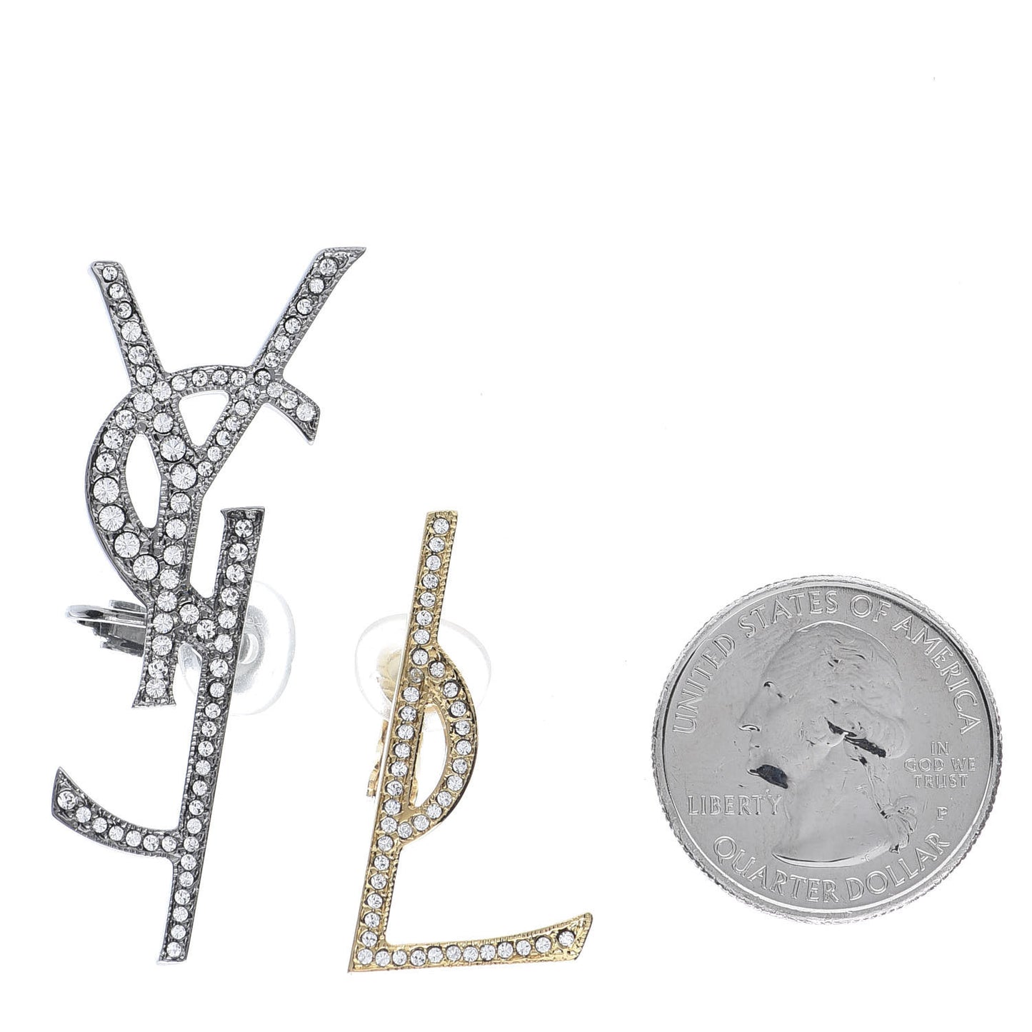 Metal Brass Crystal Deconstructed Opyum Clip On Earrings Ruthenium Gold