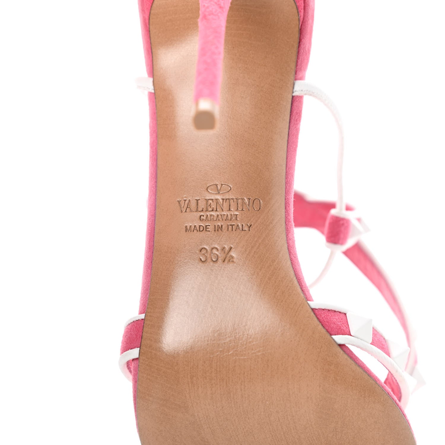 Valentino Garavani Suede Free Rockstud Ankle T-Strap 105mm Sandals 36.5 Shadow Pink White 7 of 9