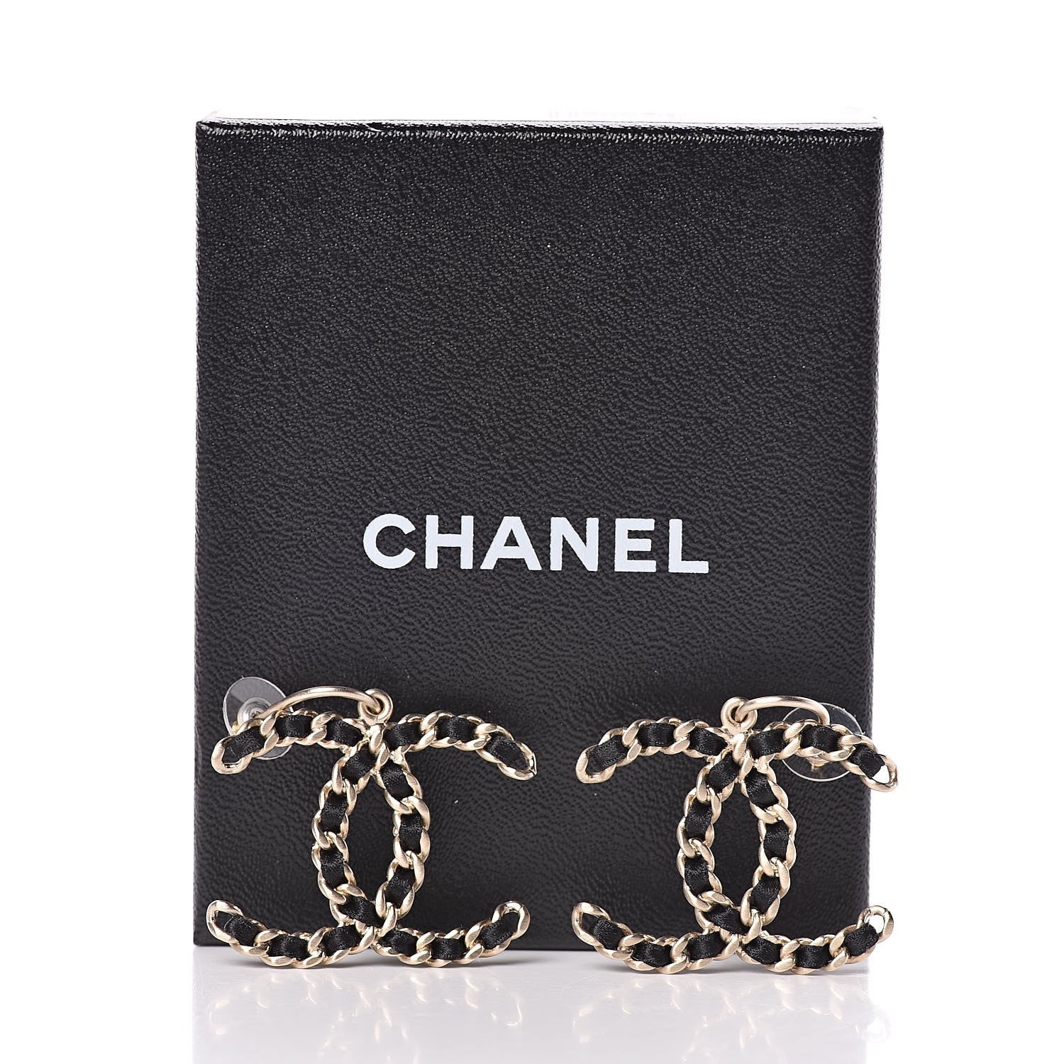 Chanel Satin CC Chain Earrings Light Gold Black 5 of 5