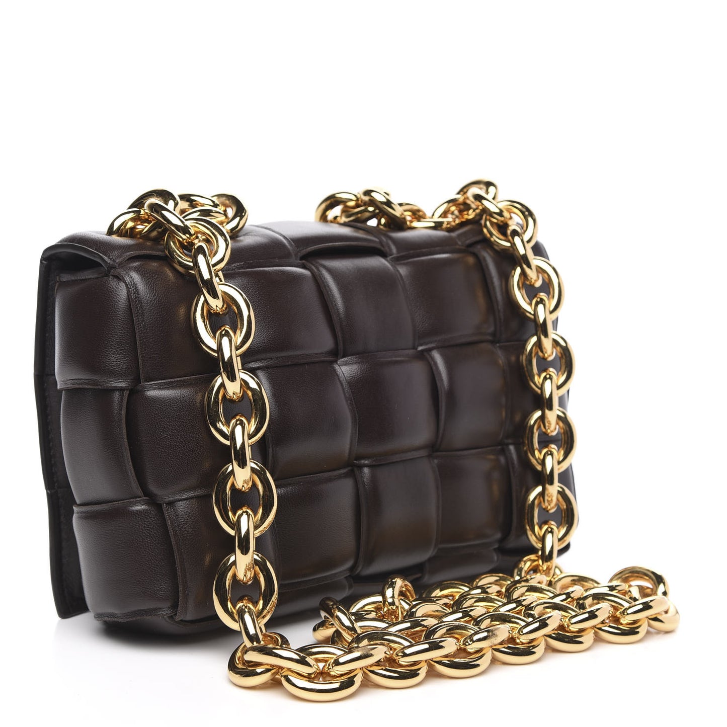 Lambskin Maxi Intreccio Padded Chain Cassette Crossbody Bag Black