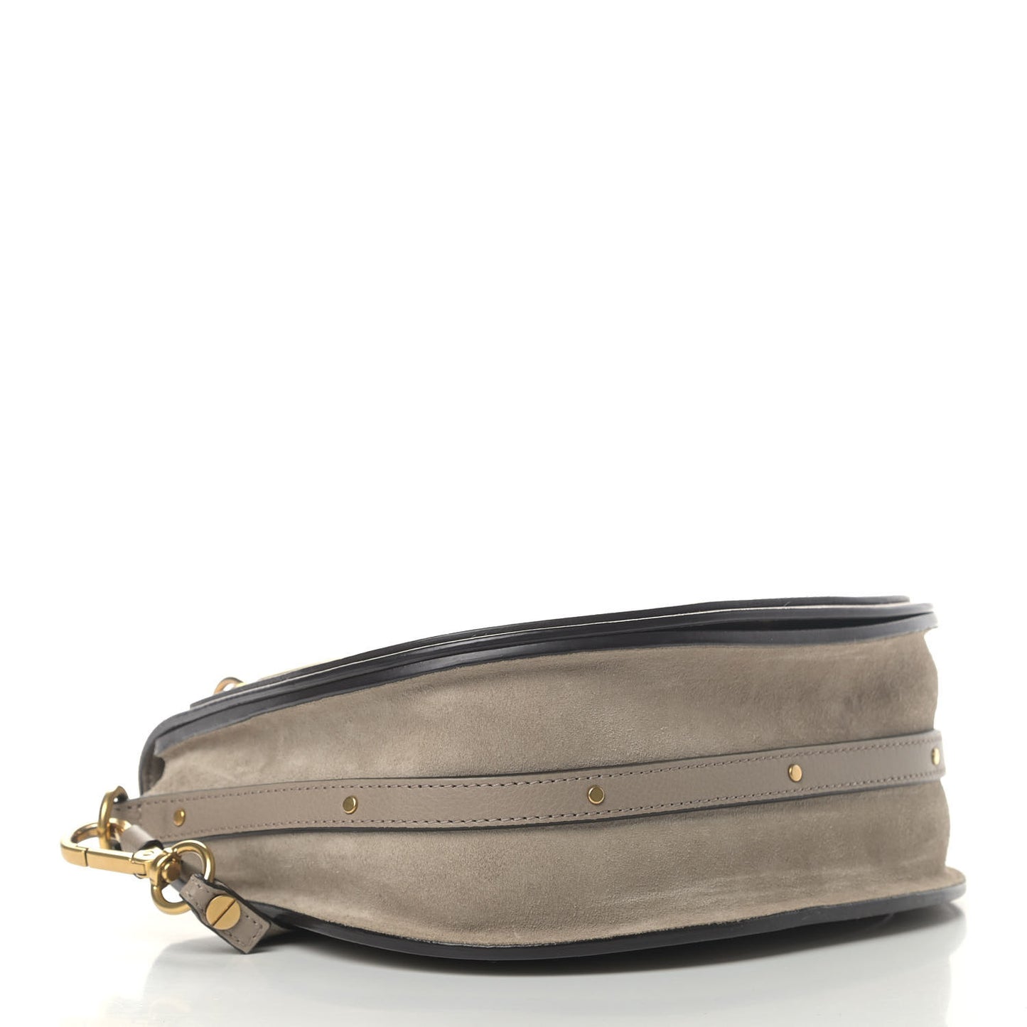 Calfskin Suede Medium Nile Bracelet Bag Motty Grey