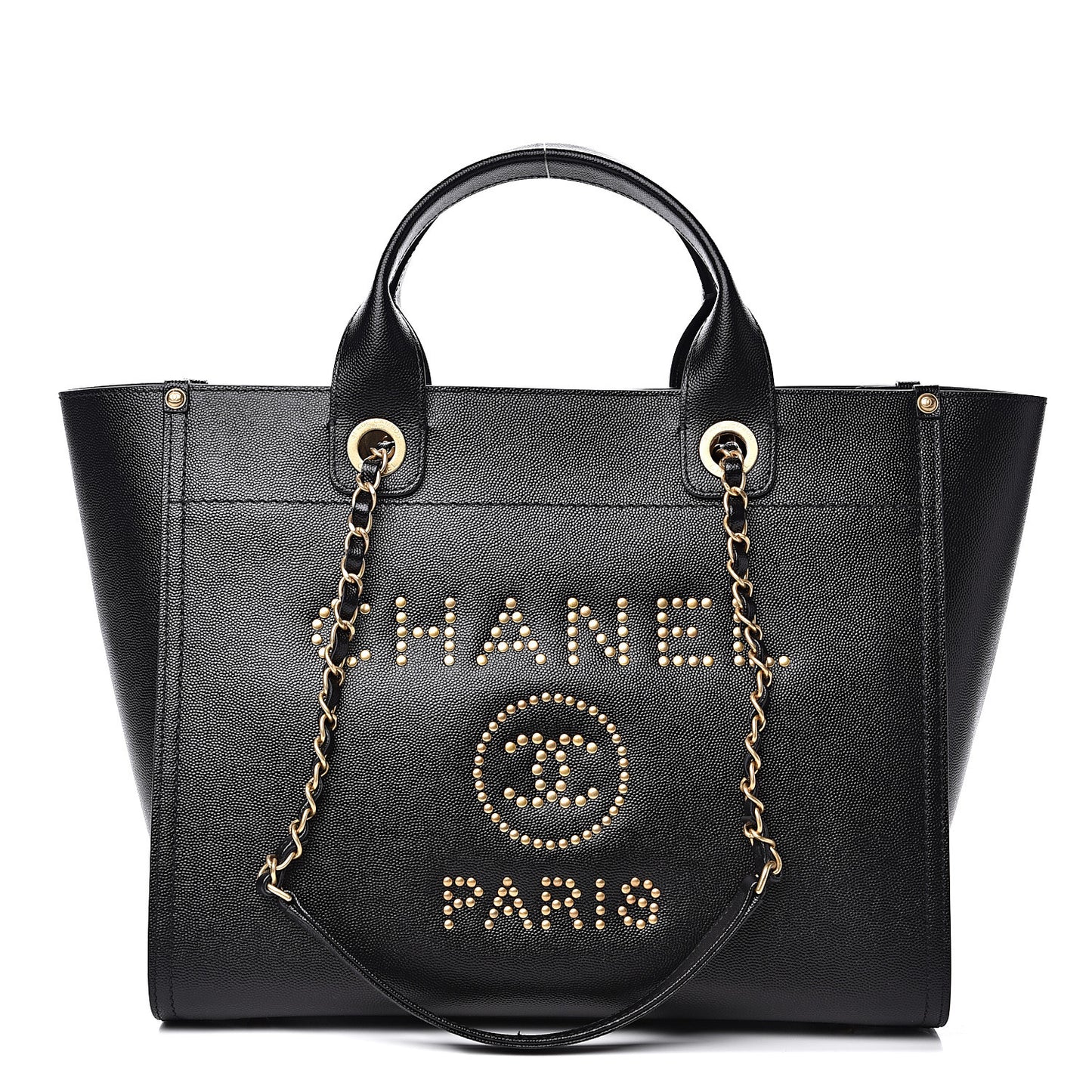 Caviar Small Studded Deauville Tote Black