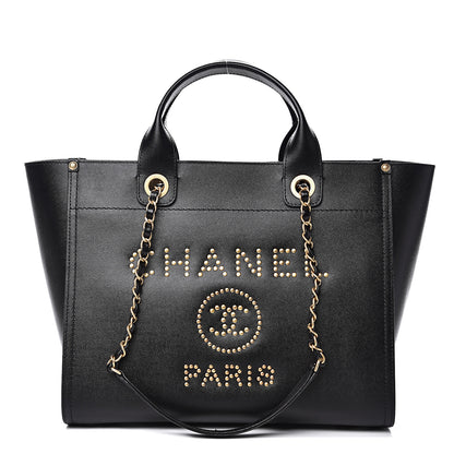 Chanel Caviar Small Studded Deauville Tote Black 1 of 8
