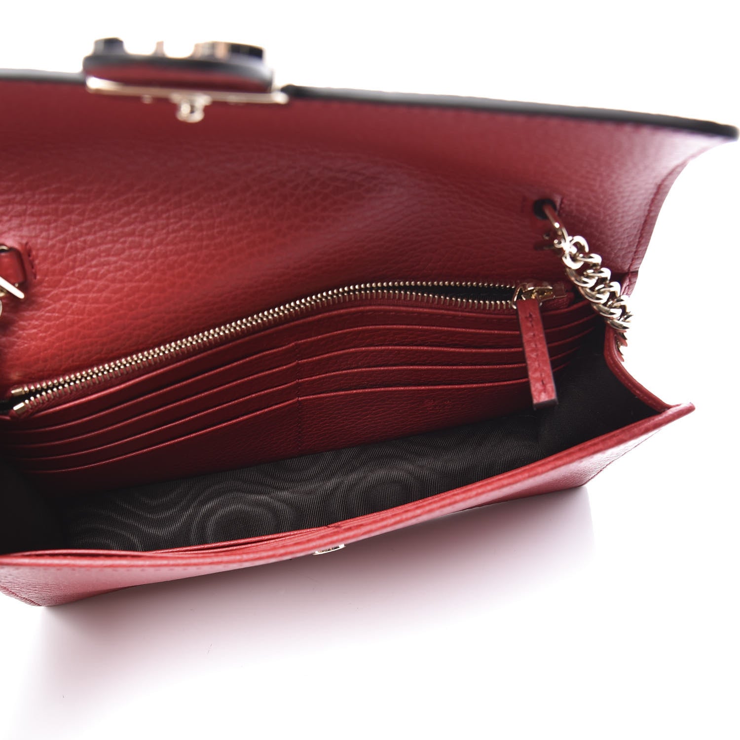 Gucci Dollar Calfskin Interlocking G Chain Wallet Red 4 of 8