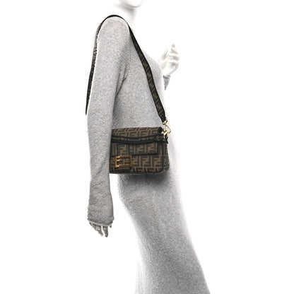 Fendi Fabric Jacquard FF 1974 Medium Baguette Tobacco Moro Black 2 of 10