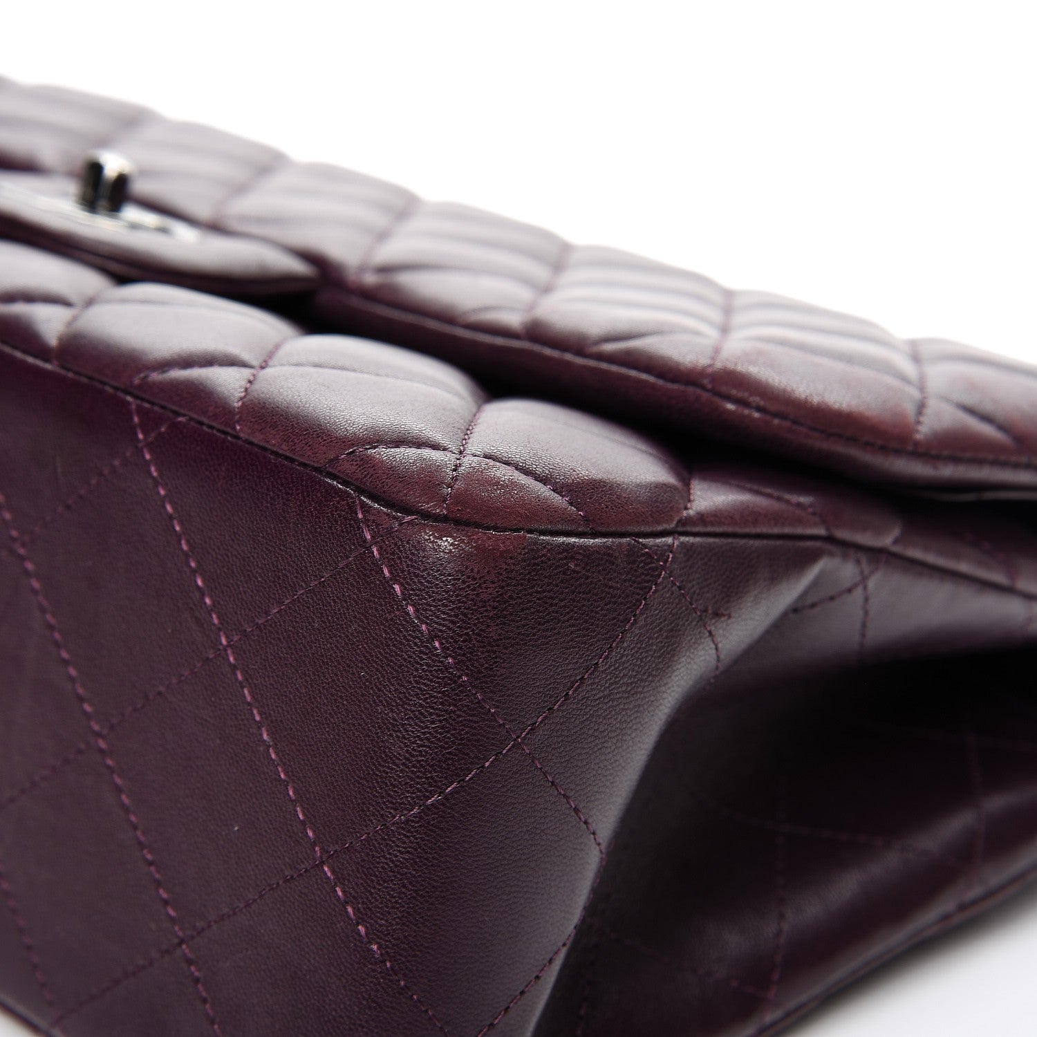 Chanel Lambskin Quilted Jumbo Double Flap Dark Purple 10 of 15