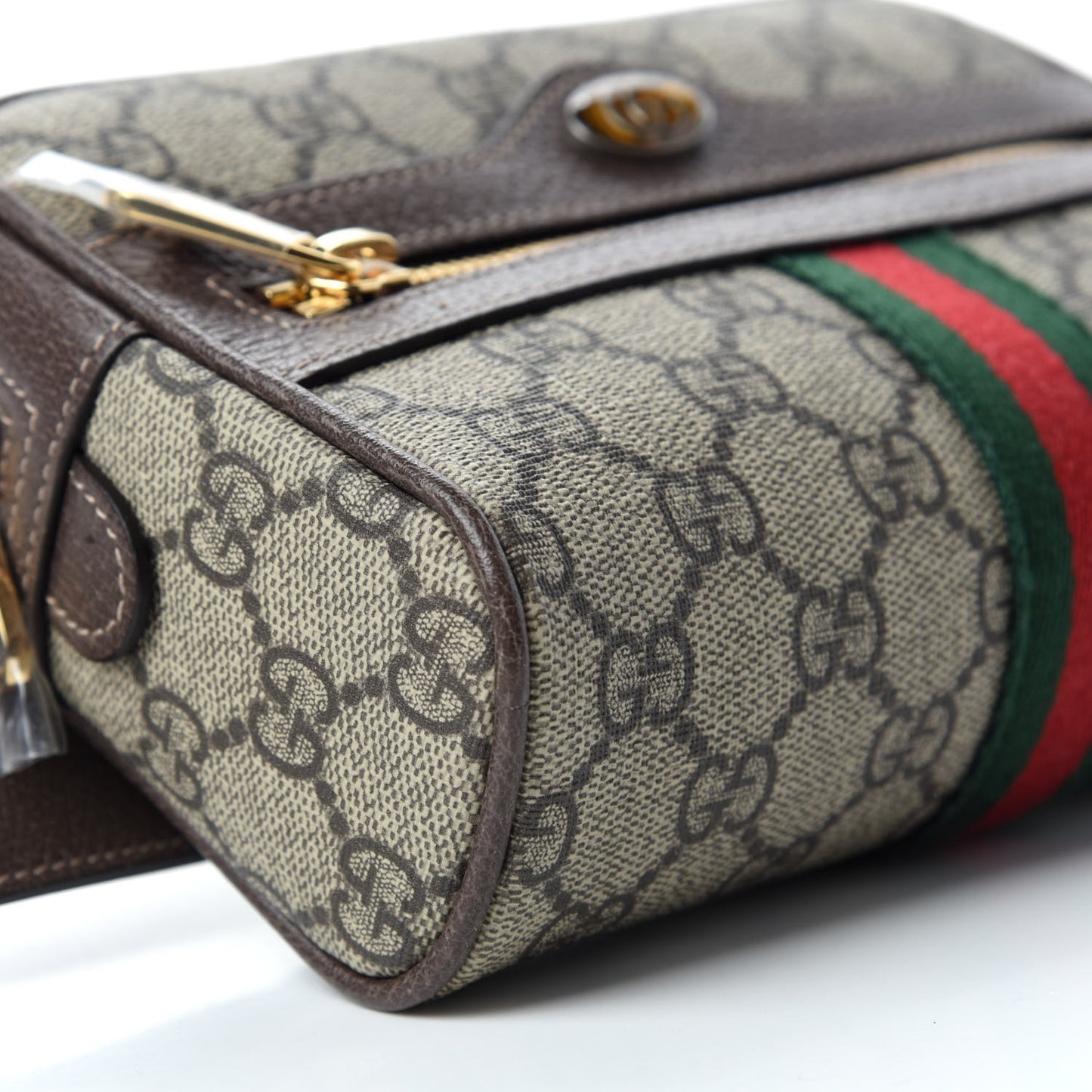 GG Supreme Monogram Web Small Ophidia Belt Bag 75 30 Dark Brown