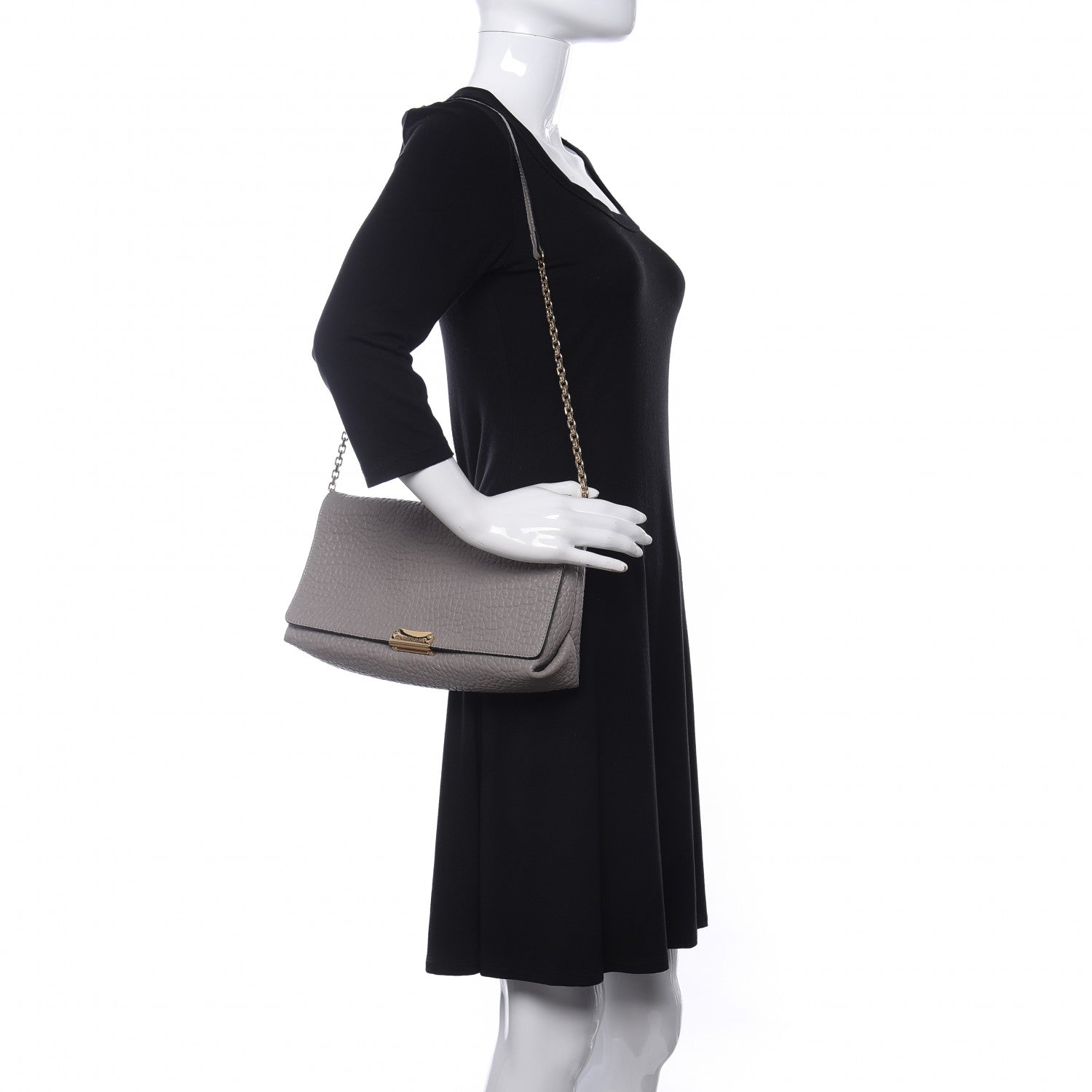Burberry Signature Grain Medium Mildenhall Crossbody Bag Pale Grey 2 of 10