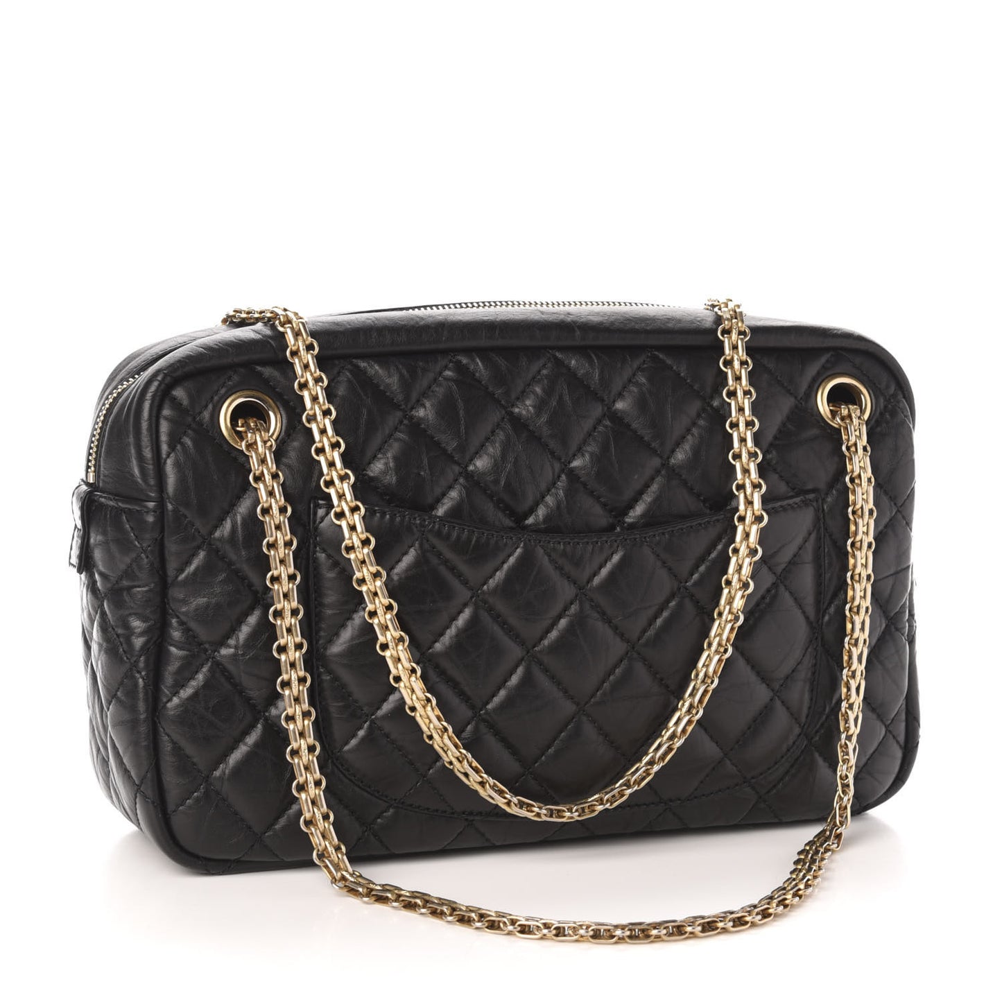 Aged Calfskin Quilted Medium Reissue Camera Case Black
