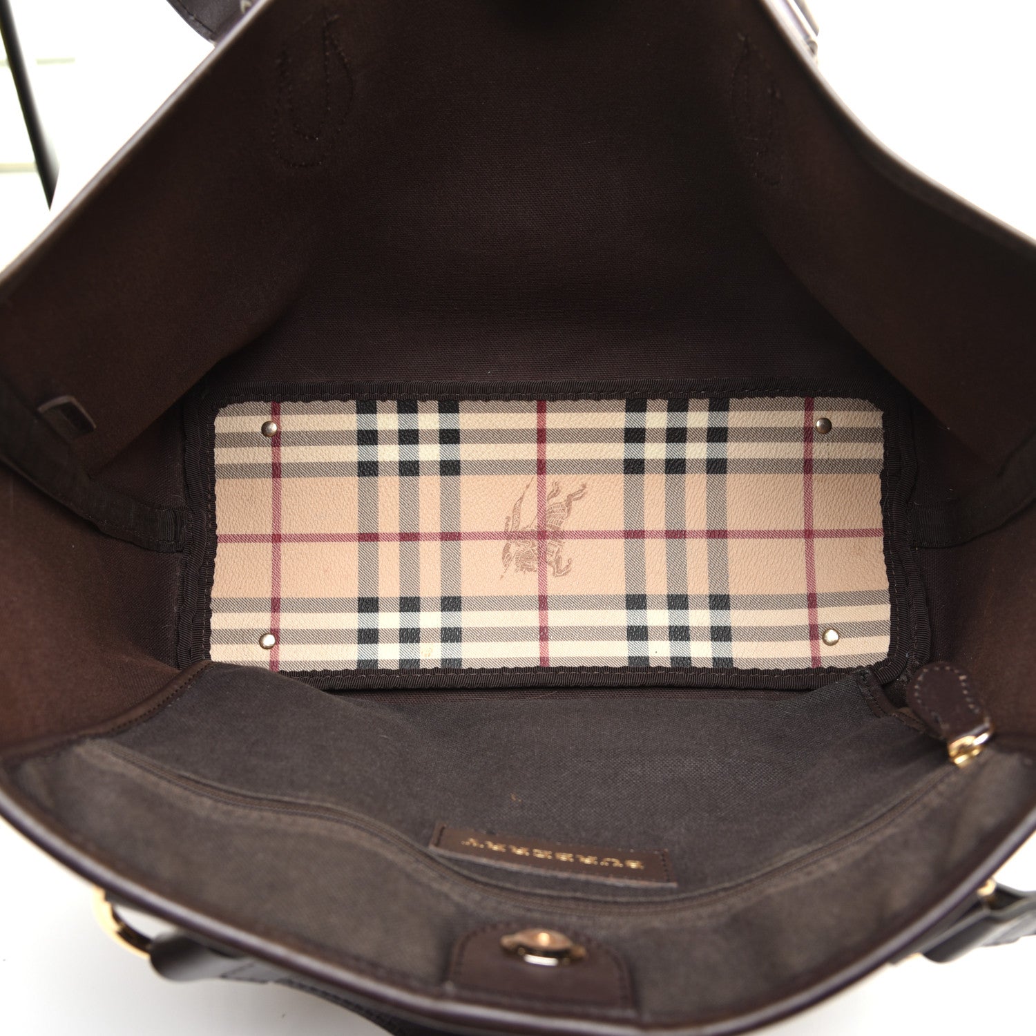 Burberry Haymarket Check Medium Regent Tote Chocolate 5 of 8