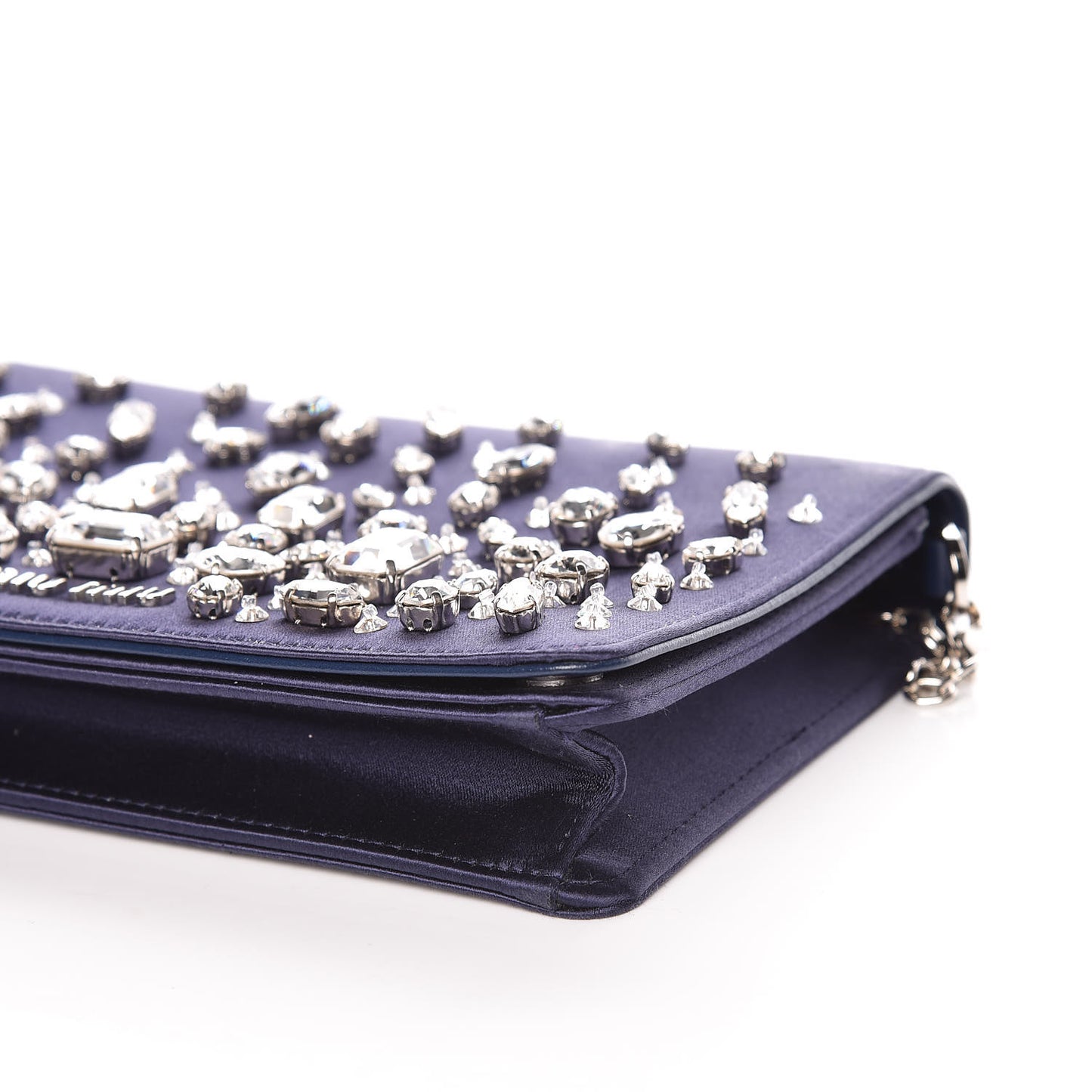 Satin Raso Crystal Embellished Delice Wallet On Chain Baltico