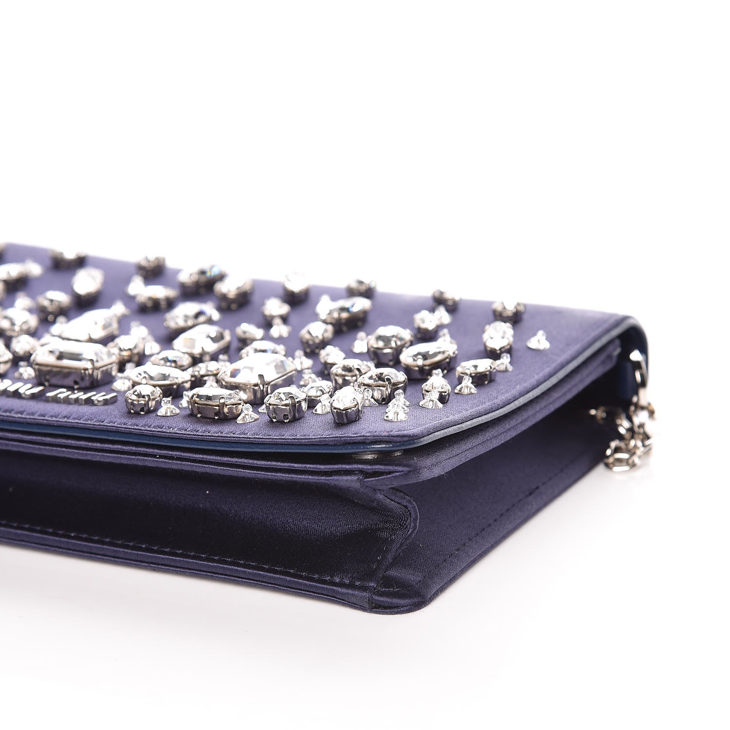 Miu Miu Satin Raso Crystal Embellished Delice Wallet On Chain Baltico 8 of 10