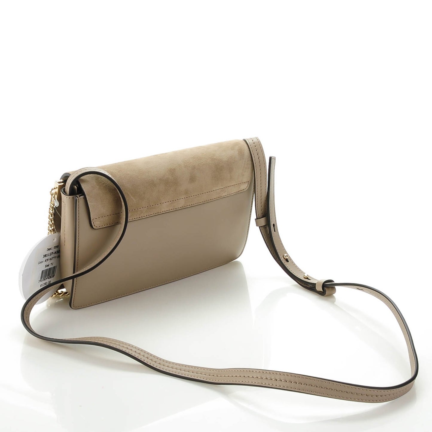 Suede Calfskin Small Faye Shoulder Bag Motty Grey