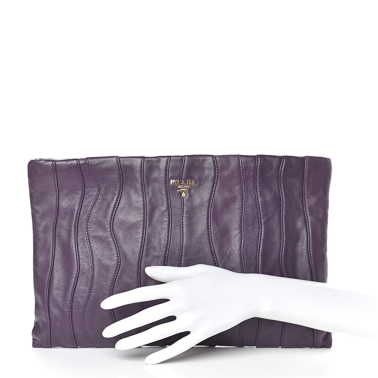 Nappa Stripes Clutch Viola