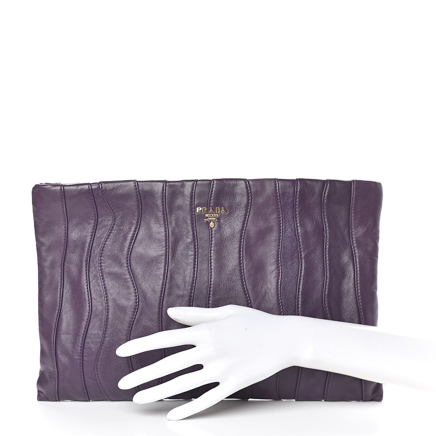 Prada Nappa Stripes Clutch Viola 2 of 7