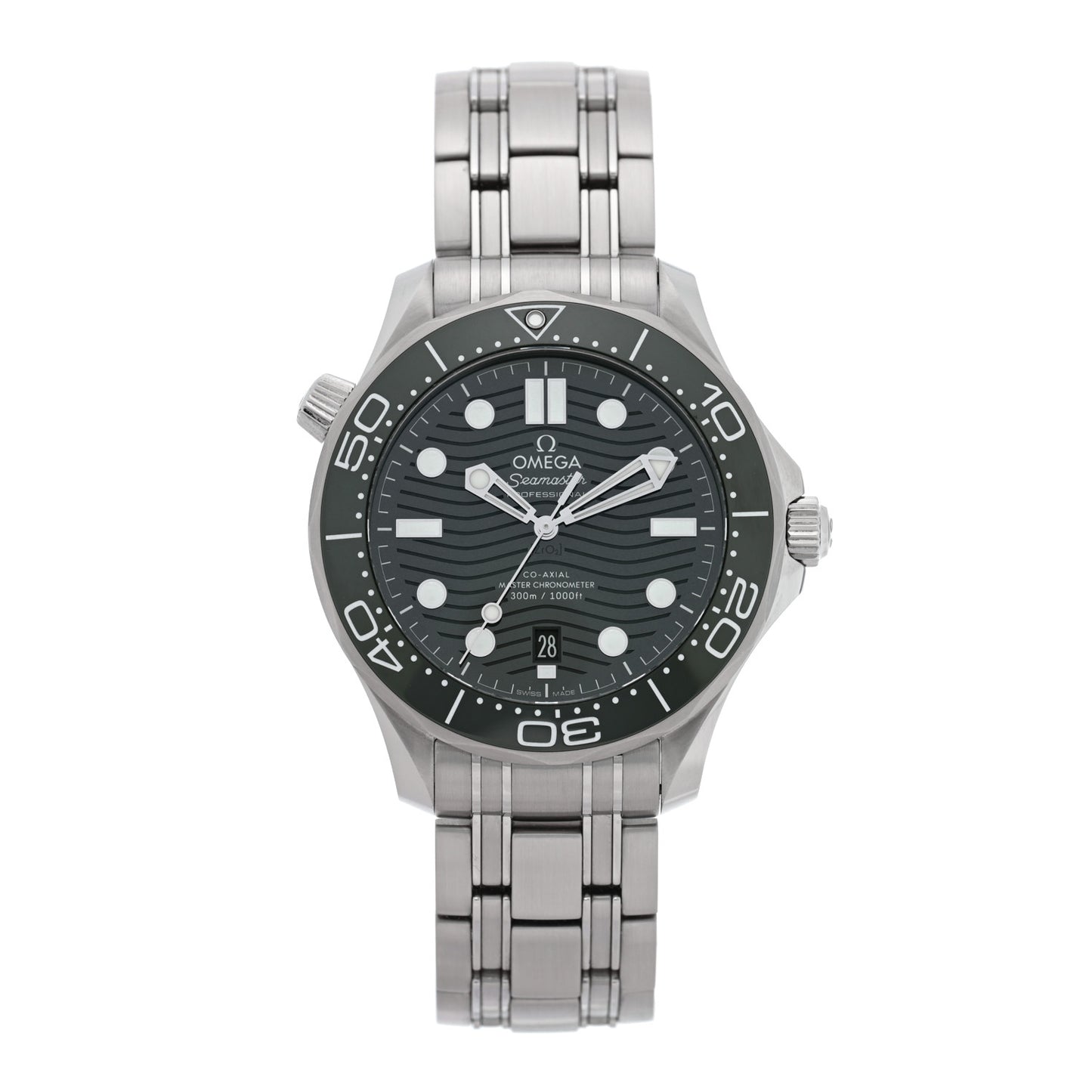 Stainless Steel 42mm Seamaster Diver 300M Co-Axial Automatic Watch Green 210.30.42.20.10.001