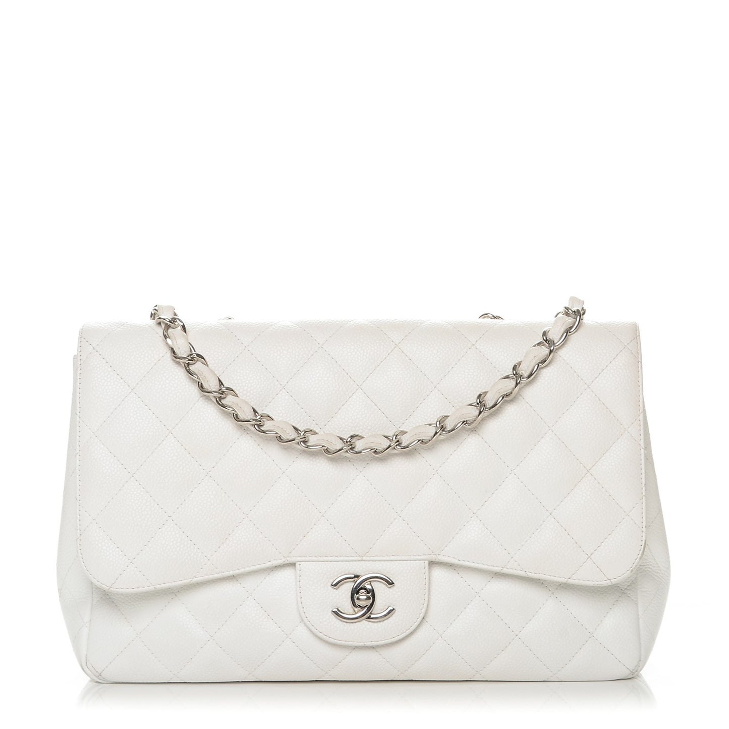 Caviar Quilted Jumbo Single Flap White