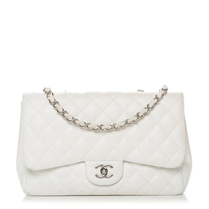 Chanel Caviar Quilted Jumbo Single Flap White 1 of 13