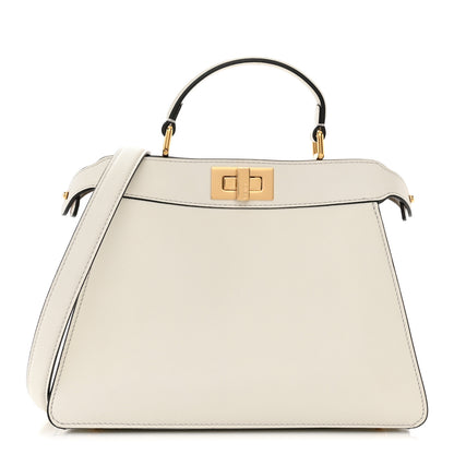 Fendi Vitello Seta Nappa Bi-Color Small Peekaboo I SEE U Satchel White Ice Light Rose Tortora 1 of 12