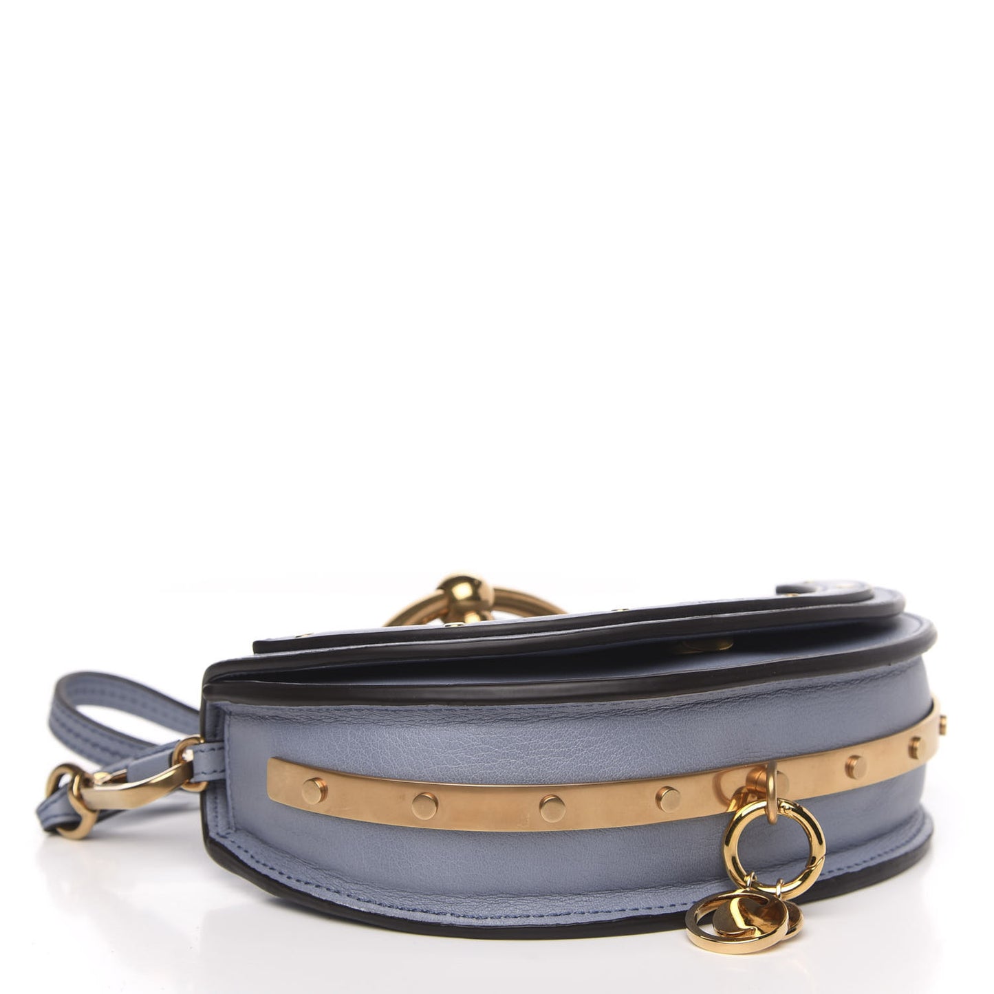 Calfskin Small Nile Bracelet Minaudiere Bag Washed Blue
