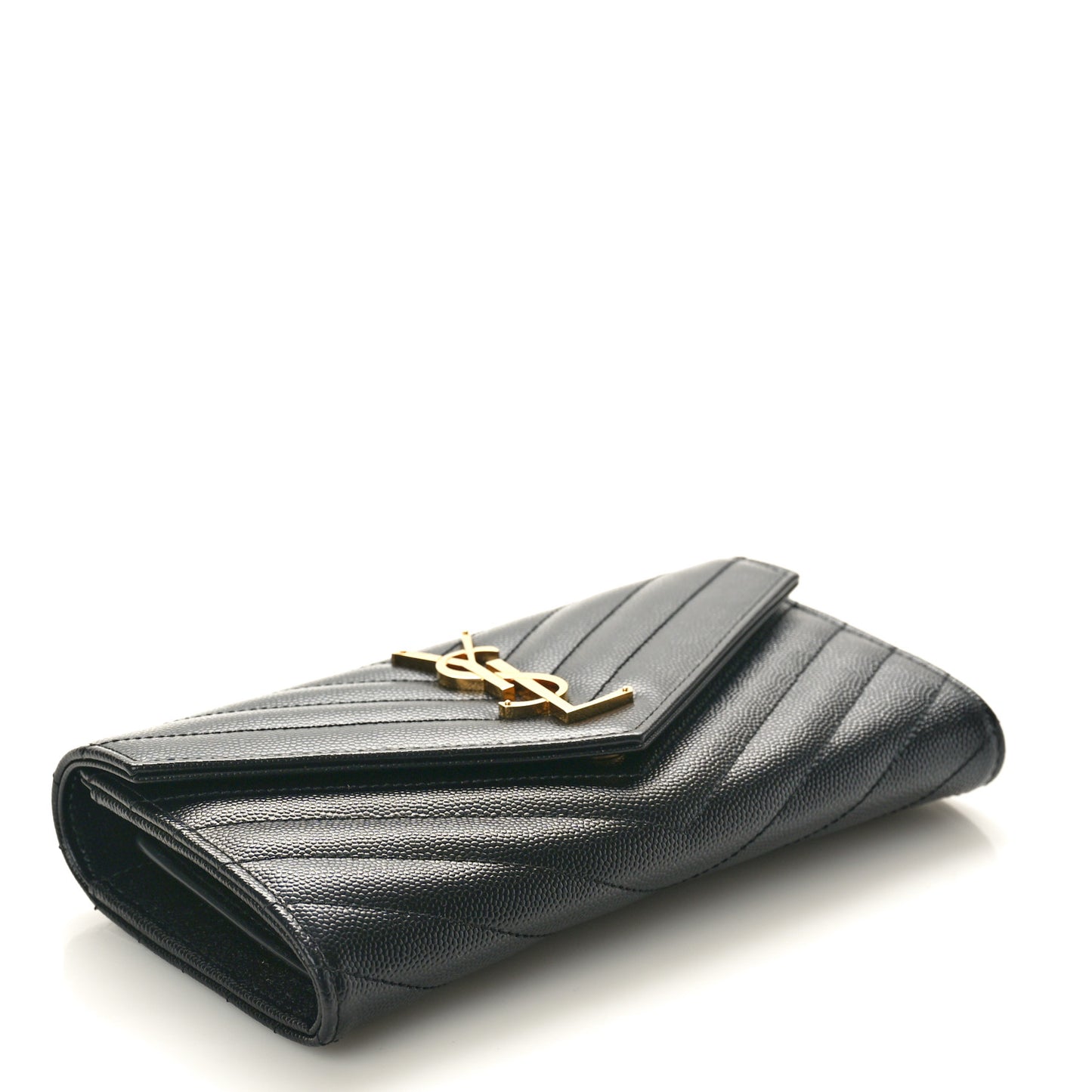 Grain De Poudre Matelasse Chevron Monogram Flap Wallet Black