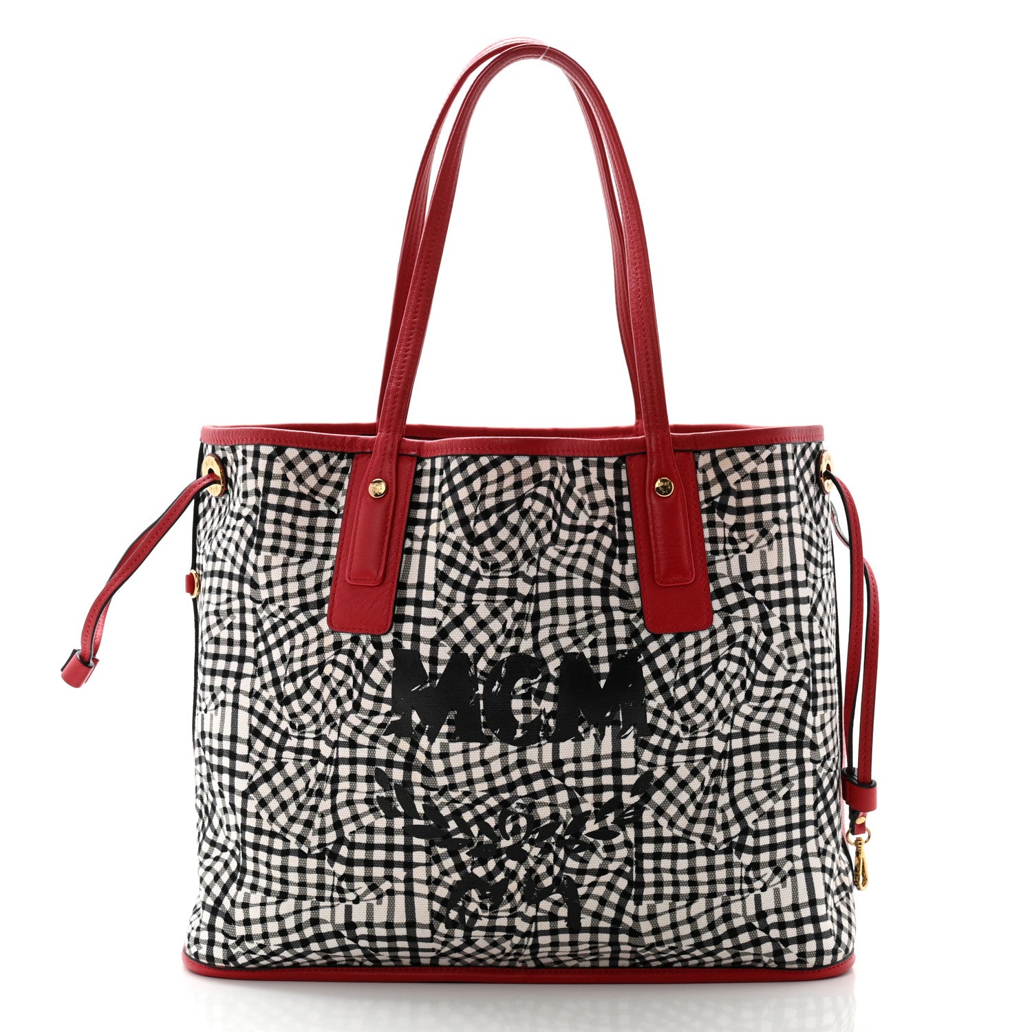 MCM Visetos Medium Liz Reversible Shopper Tote Ruby Red 3 of 15