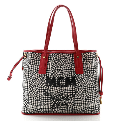 MCM Visetos Medium Liz Reversible Shopper Tote Ruby Red 3 of 15