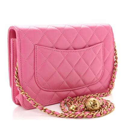 Chanel Lambskin Quilted CC Pearl Crush Wallet on Chain WOC Pink 3 of 10