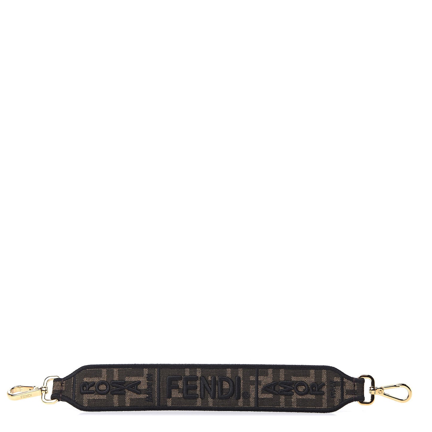 Fabric Jacquard FF 1974 Logo Threaded Edge Mini Strap You Tobacco Moro Black