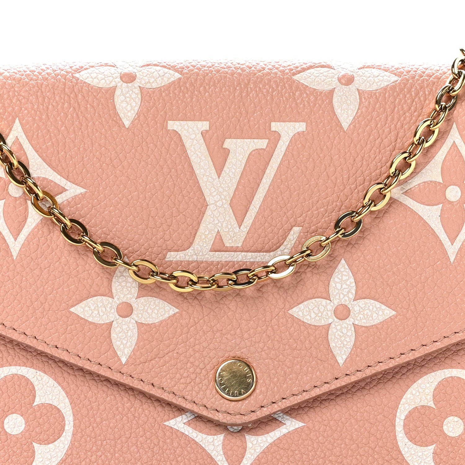 Louis Vuitton Empreinte Monogram Giant Felicie Pochette Chain Wallet Rose Trianon Creme 8 of 12