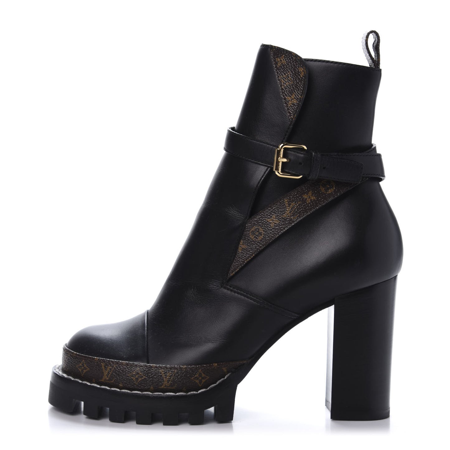 Calfskin Monogram Star Trail Ankle Boots 39 Black