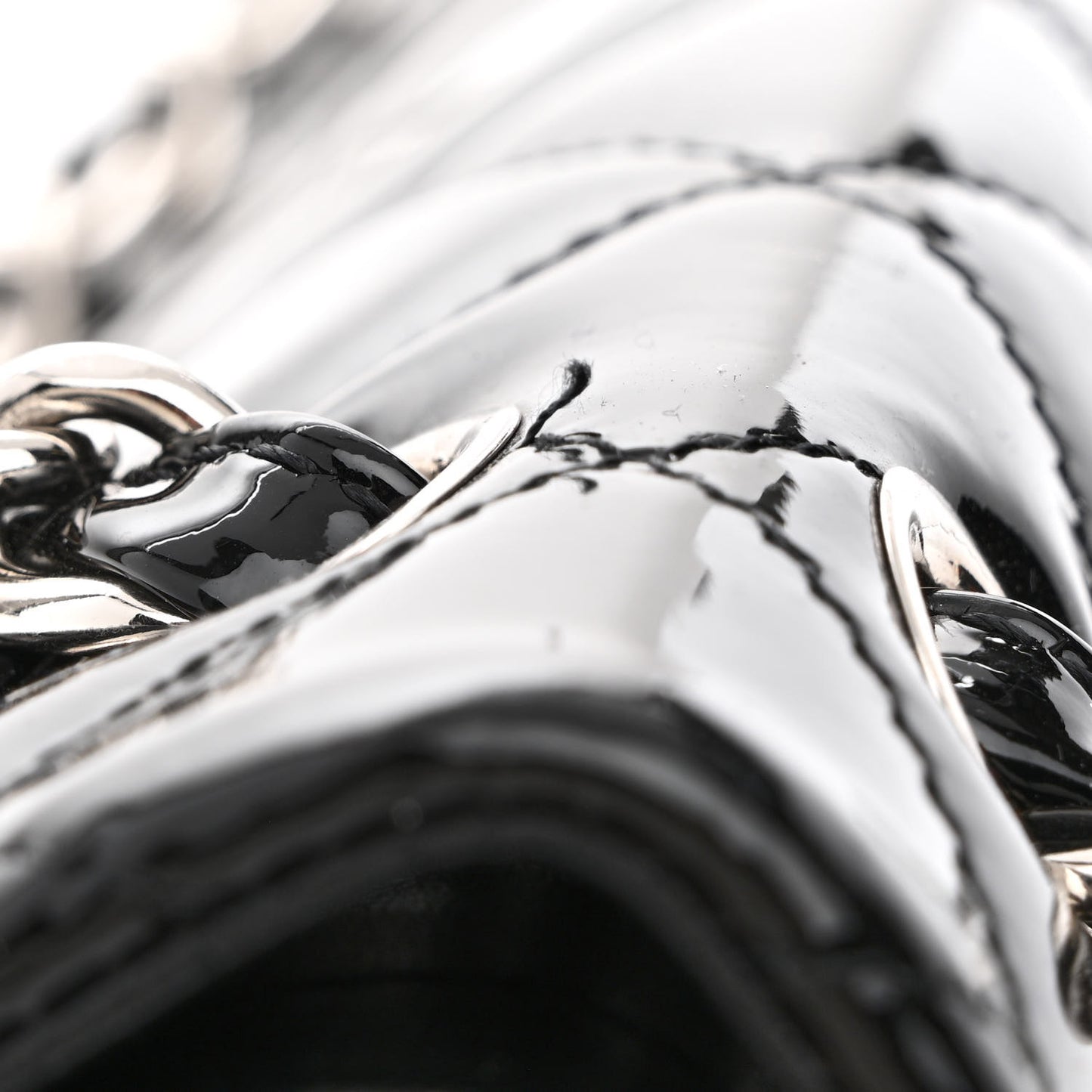 Patent Quilted Jumbo Double Flap Black