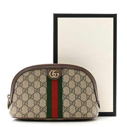 Gucci GG Supreme Monogram Textured Calfskin Web Large Ophidia Cosmetic Case Beige Ebony New Acero 11 of 11