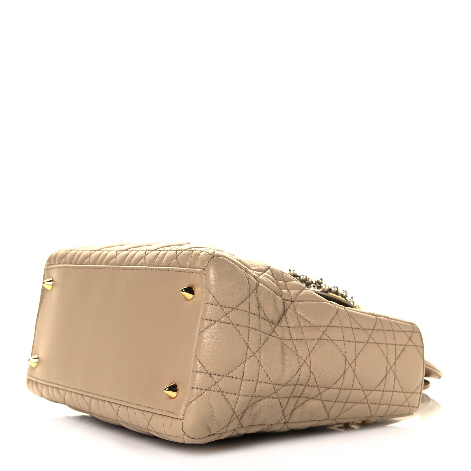 Christian Dior Lambskin Cannage Medium Pearl Lady Dior Beige 5 of 10