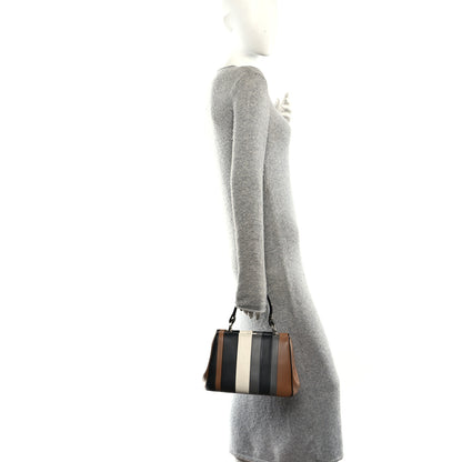 Prada Calfskin Baiadera Striped Frame Bag Caramel Black White 2 of 11