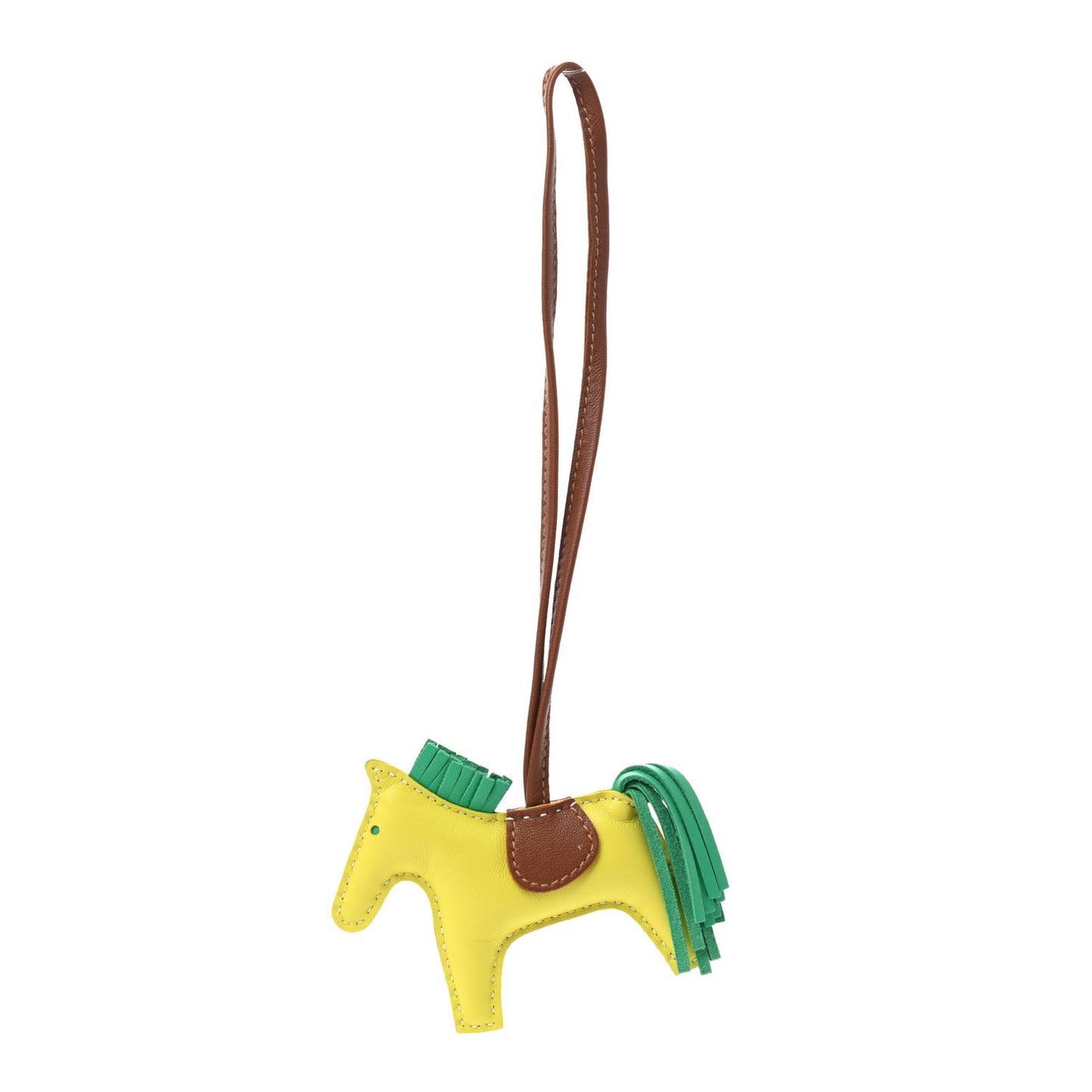 Milo Lambskin Grigri Rodeo Horse Bag Charm PM Lime Menthe Fauve