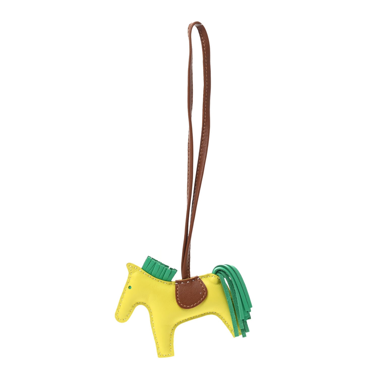 Hermes Milo Lambskin Grigri Rodeo Horse Bag Charm PM Lime Menthe Fauve 1 of 4