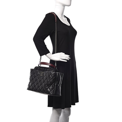 Chanel Aged Calfskin Quilted Tweed Portobello Tote Black 4 of 35