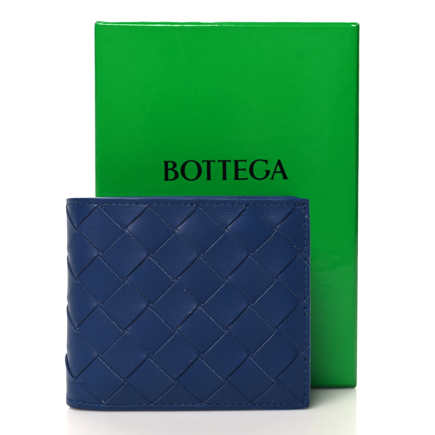 Nappa Intrecciato Bi-Fold Wallet Blue