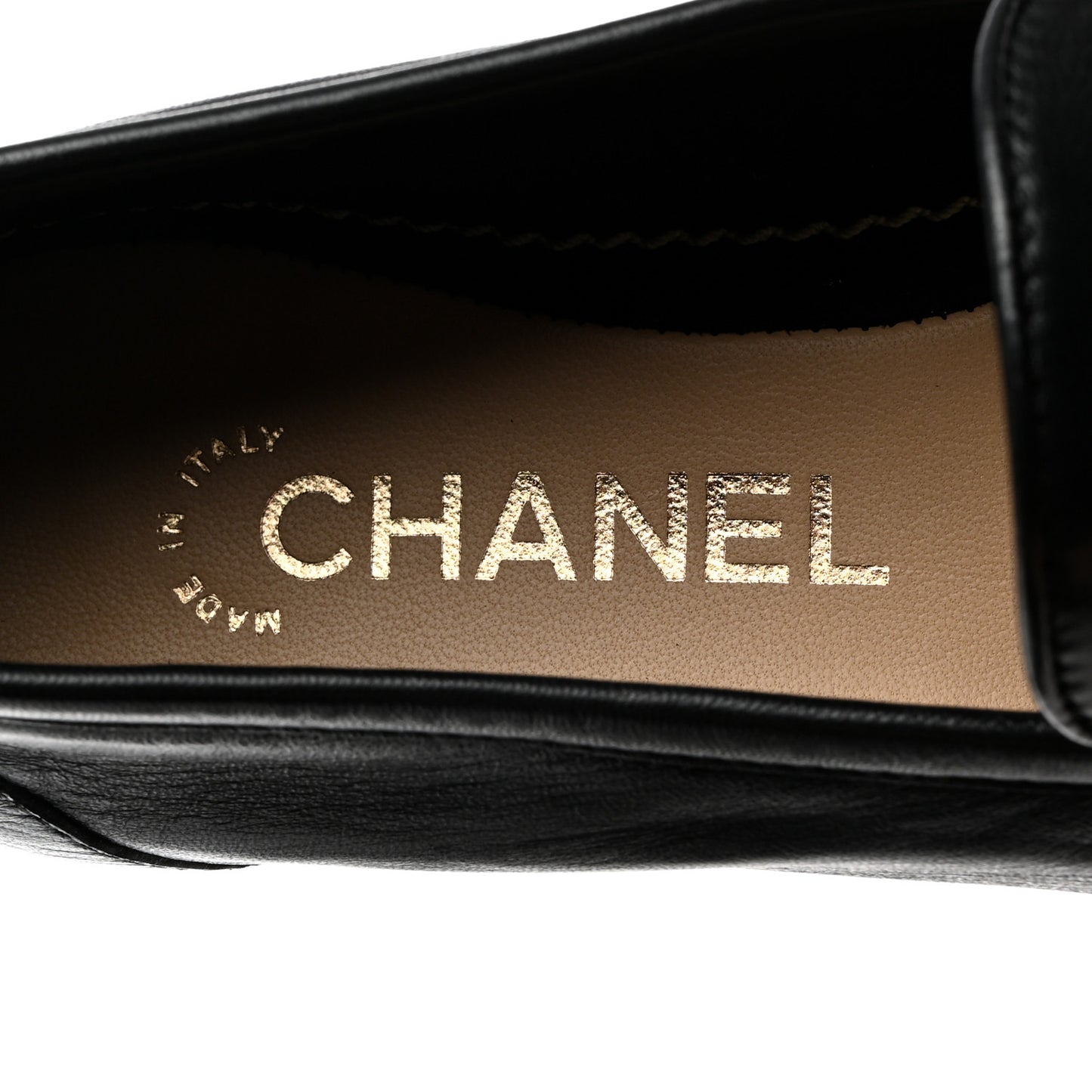 Lambskin CC Mocassin Loafers 37.5 Black