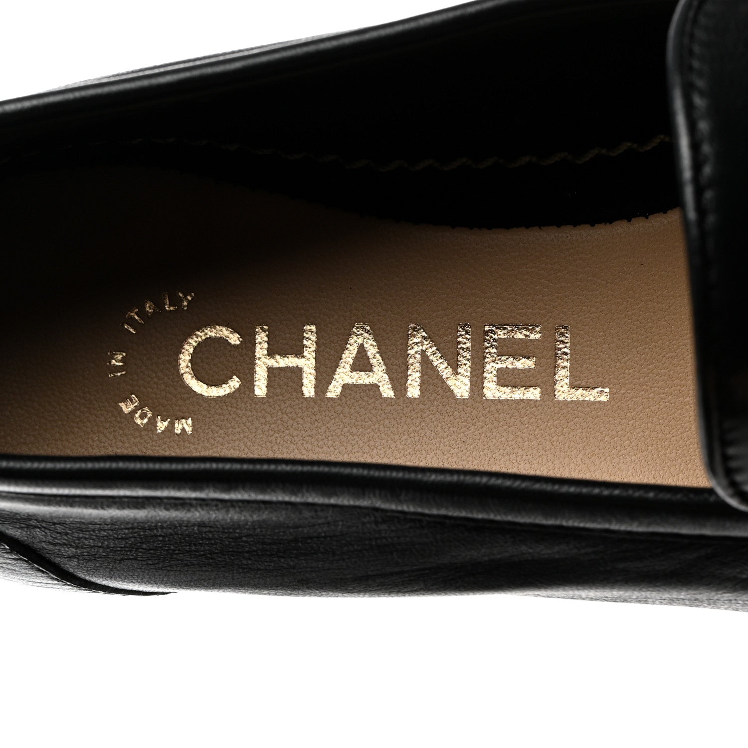 Chanel Lambskin CC Mocassin Loafers 37.5 Black 6 of 9