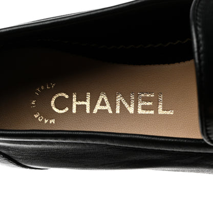 Chanel Lambskin CC Mocassin Loafers 37.5 Black 6 of 9