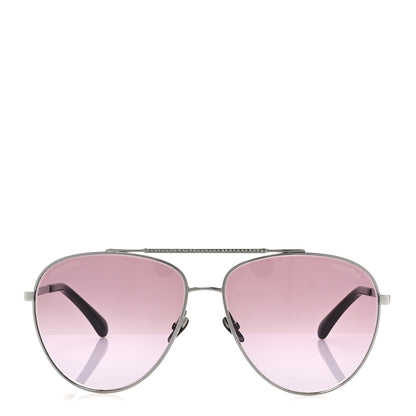 Chanel Pilot Aviator Sunglasses 4279-B Silver 2 of 8