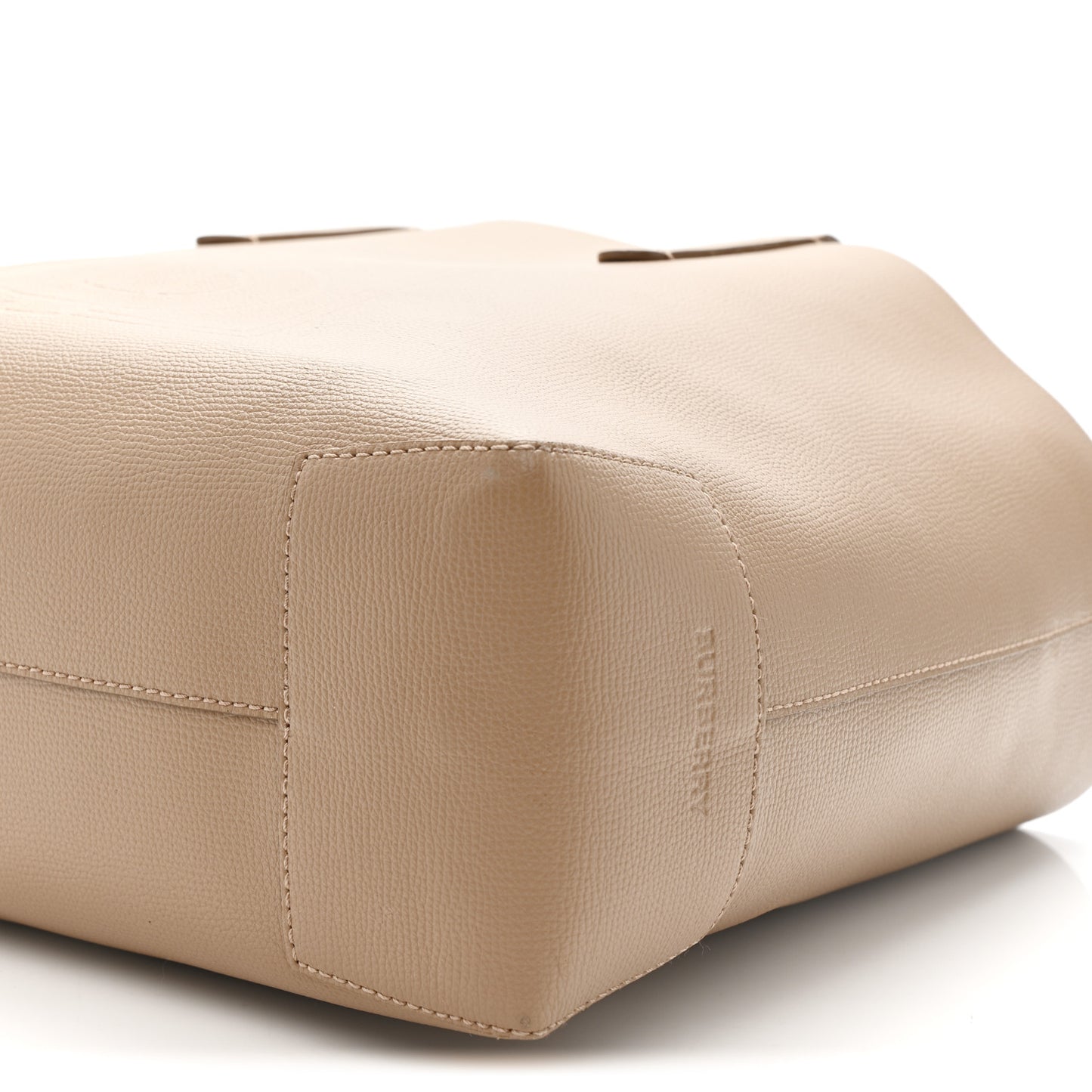Calfskin TB Motif Embossed Medium Tote Camel