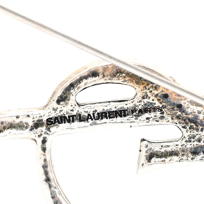 Saint Laurent Monogram Crocodile Opyum Brooch Silver 3 of 5