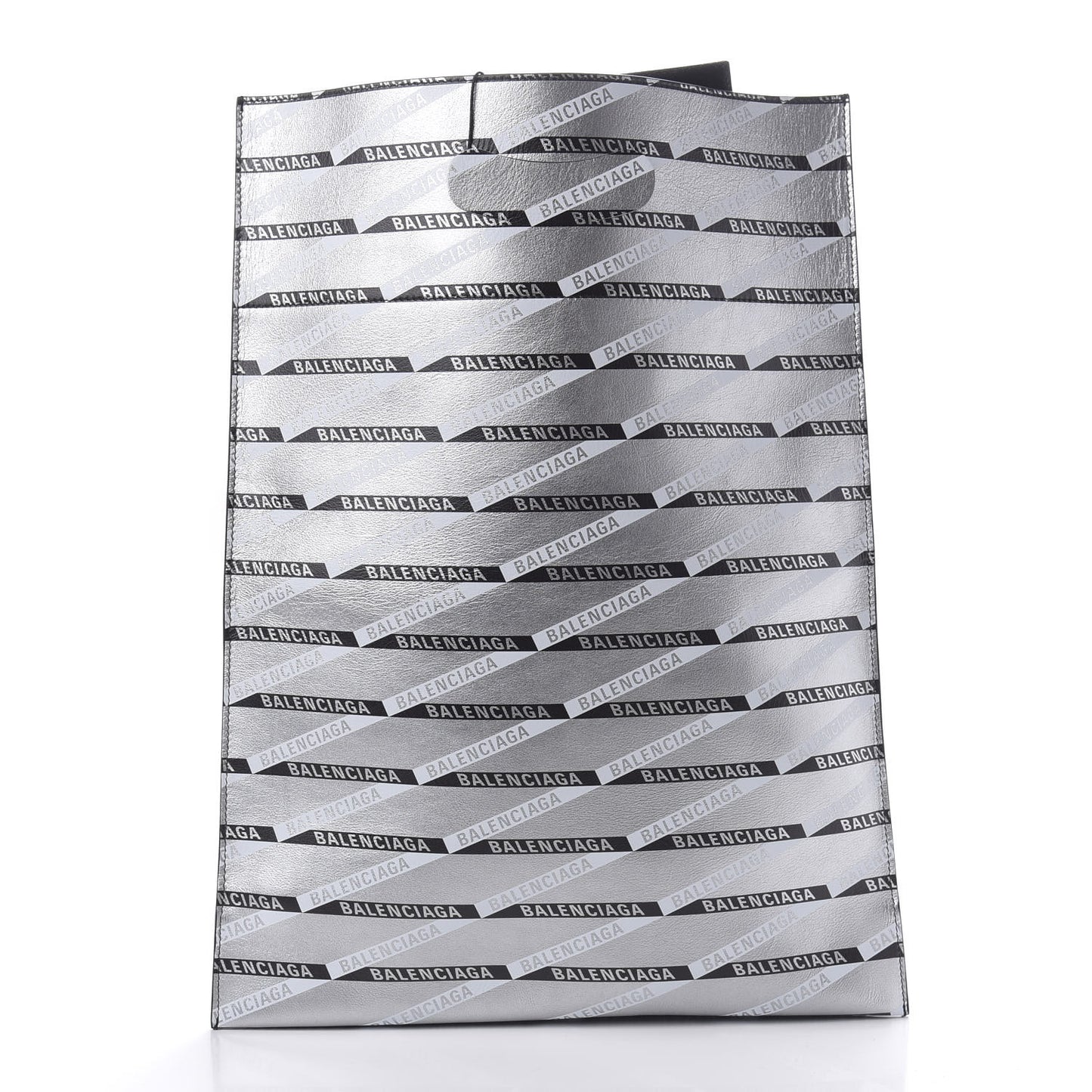 Metallic Calfskin Losange Monogram Plastic Bag Shopper S Silver Black White