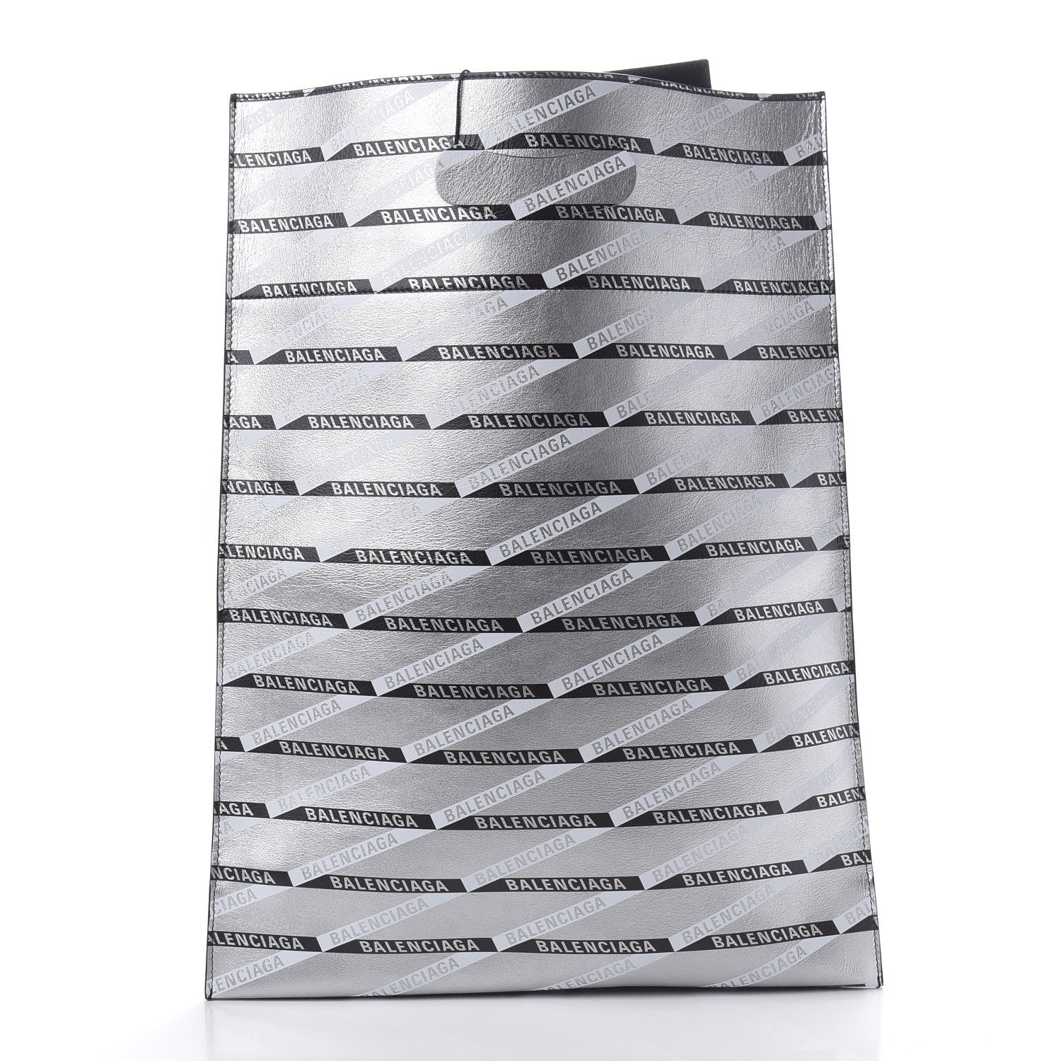 Balenciaga Metallic Calfskin Losange Monogram Plastic Bag Shopper S Silver Black White 3 of 10