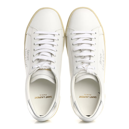 Saint Laurent Embroidered Court Classic Sneakers 37.5 Blanc Optique Argento 2 of 11